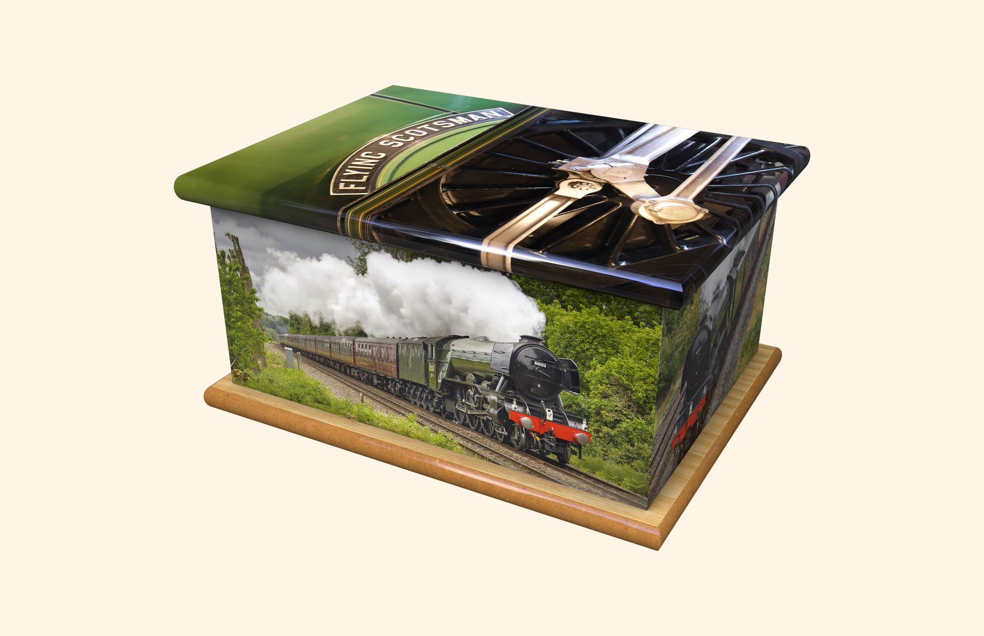 Ride the Flying Scotsman adult ashes casket